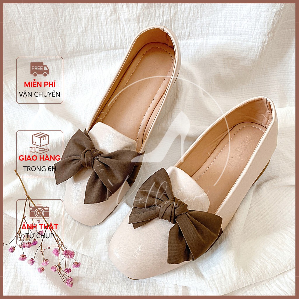 Giày Nữ 3CM mã P4 Mũi Tròn Gót Vuông Phong Cách Hàn Quốc