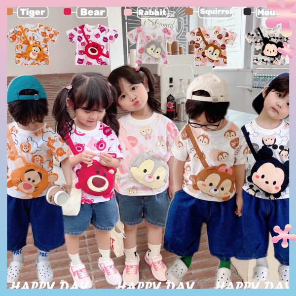 Áo Thun Tay Ngắn Mùa Hè In Hình Chuột Mickey Mới Cho Bé Trai Và Gái