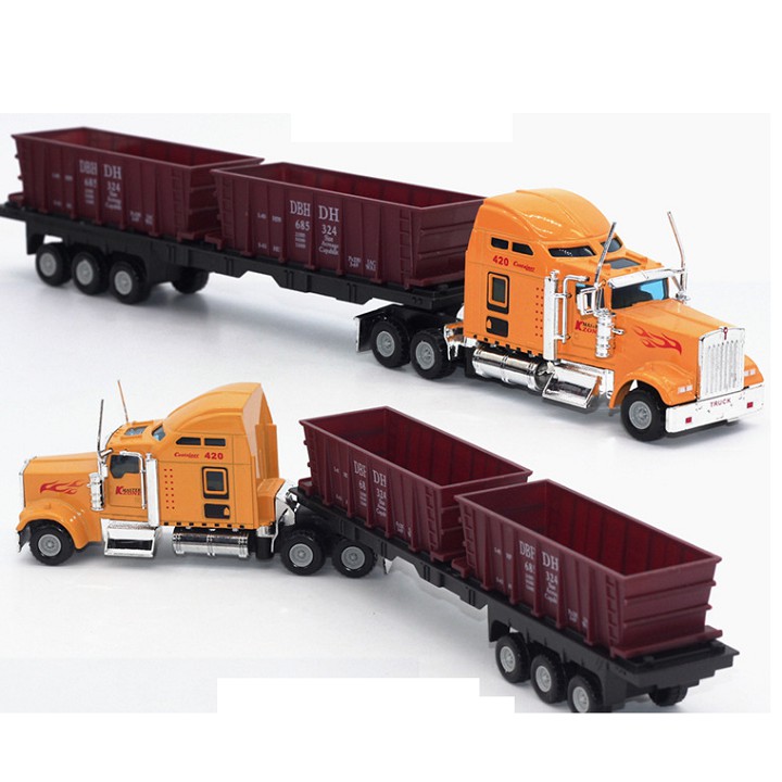 Xe mô hình ô tô đầu kéo container tỉ lệ 1:48 đồ chơi trẻ em - xe có đầu xe bằng kim loại có thể tháo rời thùng xe