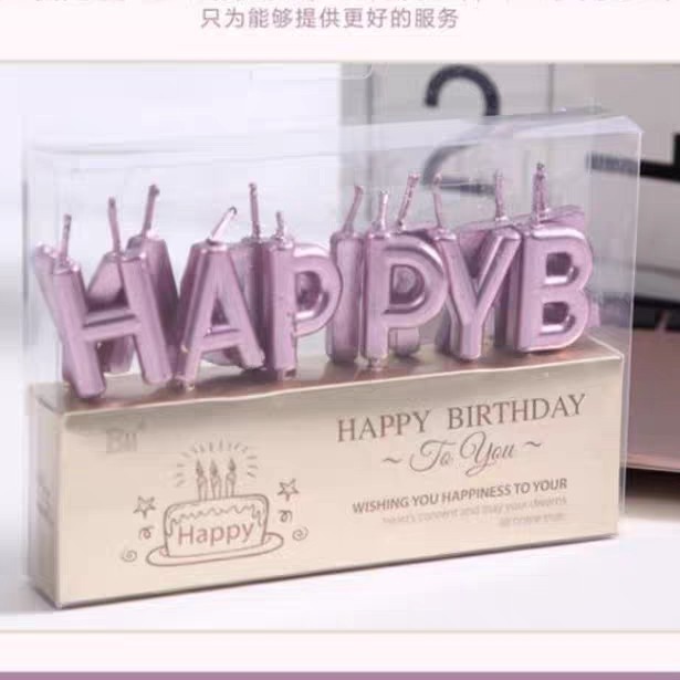 nến nhũ sinh nhật [FREESHIP❤️] Bộ nến chữ Happy Birthday Hồng - phụ kiện bánh kem