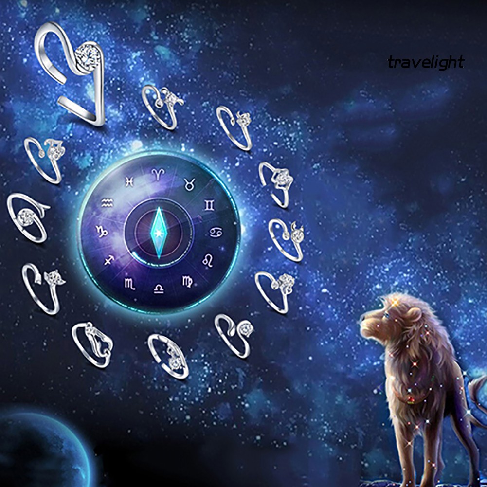 Nhẫn Mở Mạ Bạc Khắc Hình Chòm Sao Thời Trang Cho Nam Nữ