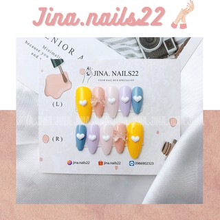 Mong giả nailbox sắc màu charm tim