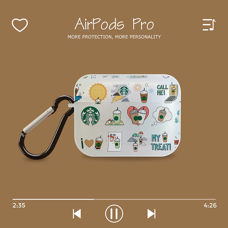 Vỏ Bảo Vệ Hộp Sạc Tai Nghe Airpods1 2 3 Pro Bluetooth Không Dây Chất Liệu Silicon TPU Nhám Hình LOGO Cà Phê Và Ngôi Sao