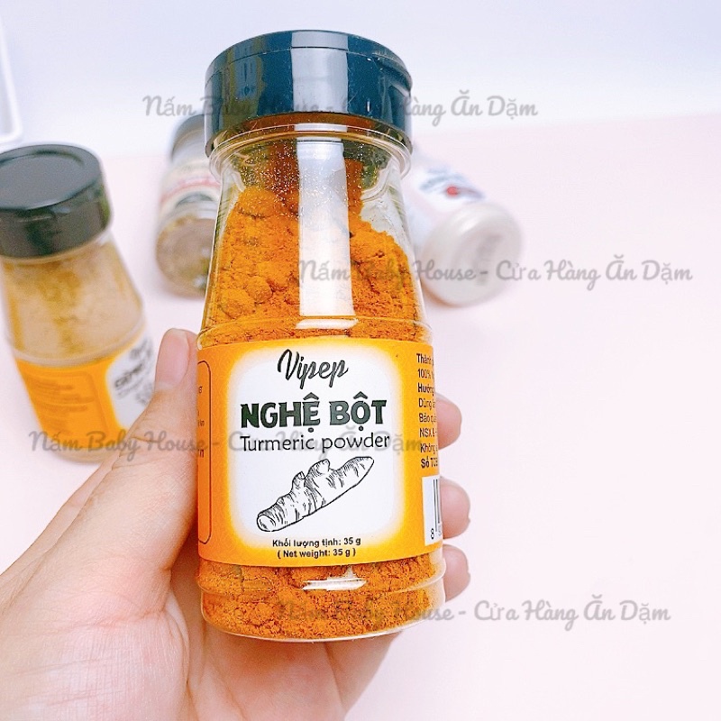 Bộ gia vị Vipep thơm ngon cho bé và gia đình - bột tiêu, tỏi, hàng,sả,gừng,nghệ 50g