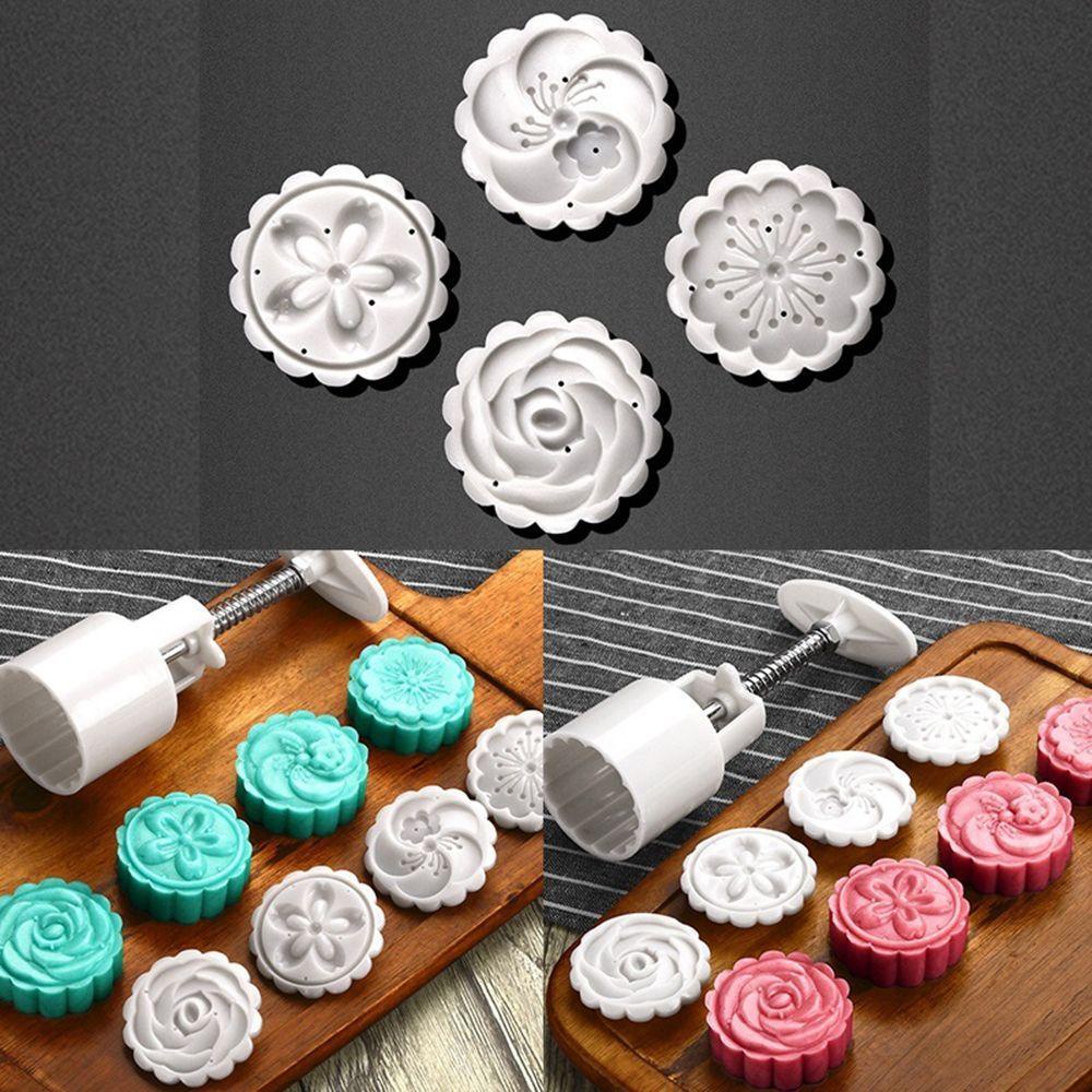 Set 5 Khuôn Cắt Bánh Trung Thu &amp; 4 Con Dấu Hình Tròn