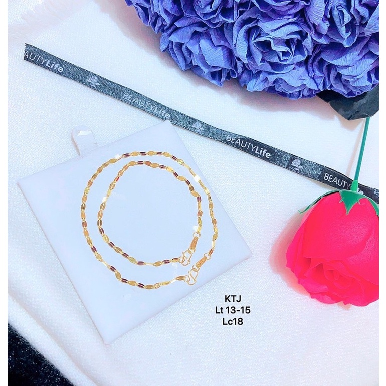 Set Bộ Trang Sức Lá Dẹt Vàng Gồm Lắc Tay Và Lắc Chân Siêu Nhẹ Hot Hit - Trang sức Vàng Bạc Hoà Thảo