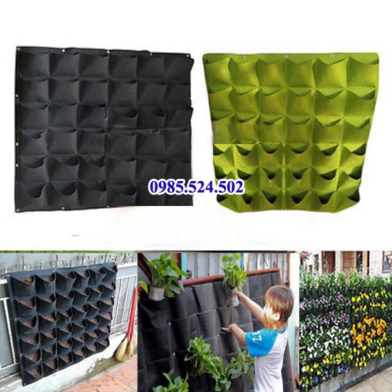 Túi vải trồng cây treo tương 36 lỗ, vườn tường vải 36 lỗ