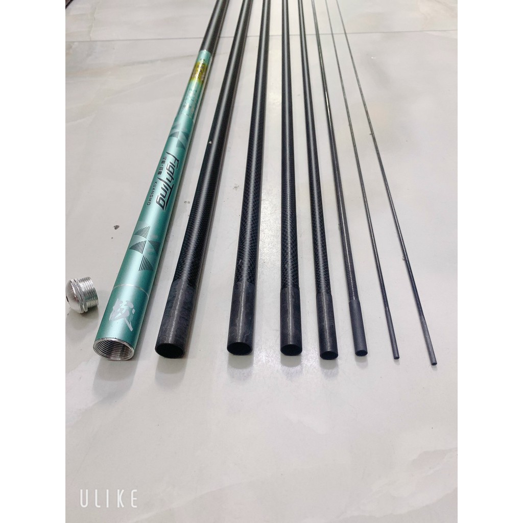 Cần câu tay HANDING Fighting 5H, cần câu đơn, câu đài, chất liệu carbon, tặng ngọn