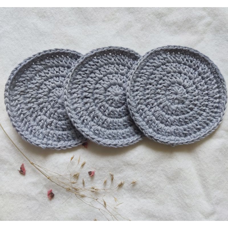 Đế lót cốc, miếng lót ly thấm nước hình tròn handmade từ len