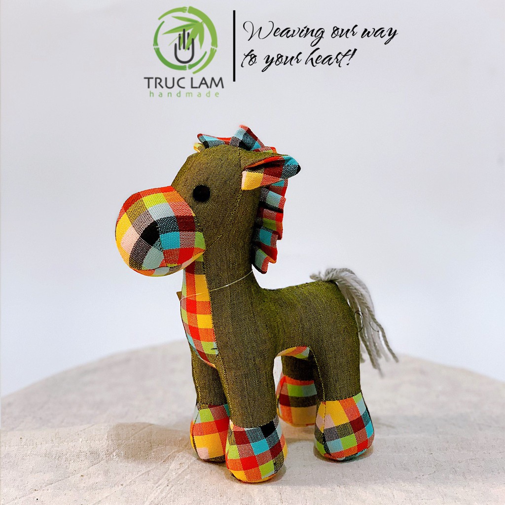 Đồ Chơi Cho Bé Thú Nhồi Bông Hình Con Ngựa Vải Dệt Tay Bông Gòn Cao Cấp - Trúc Lâm Handmade.