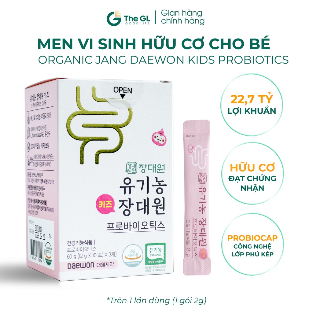 Men Vi Sinh Hữu Cơ Trẻ Em Organic Jang Daewon Kids Probiotics Hỗ Trợ Trẻ Bị Táo Bón, Rối Loạn Tiêu Hóa HỘP 30 GÓI