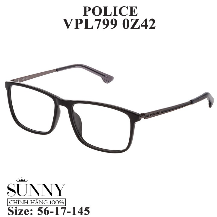 Gọng kính thời trang chính hãng Police VPL799, thiết kế dễ đeo bảo vệ mắt