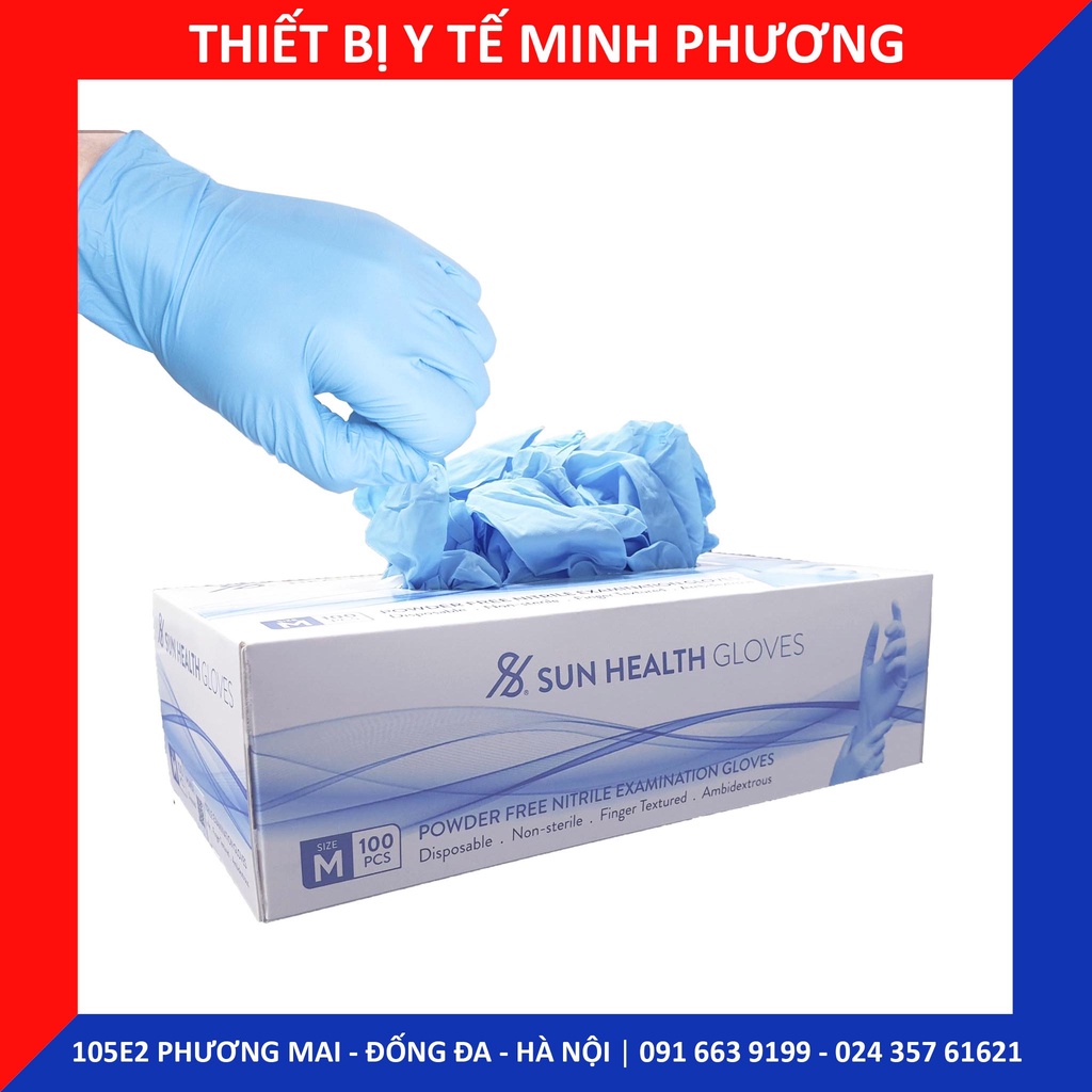 Găng tay xanh y tế không bột Sun Health Gloves