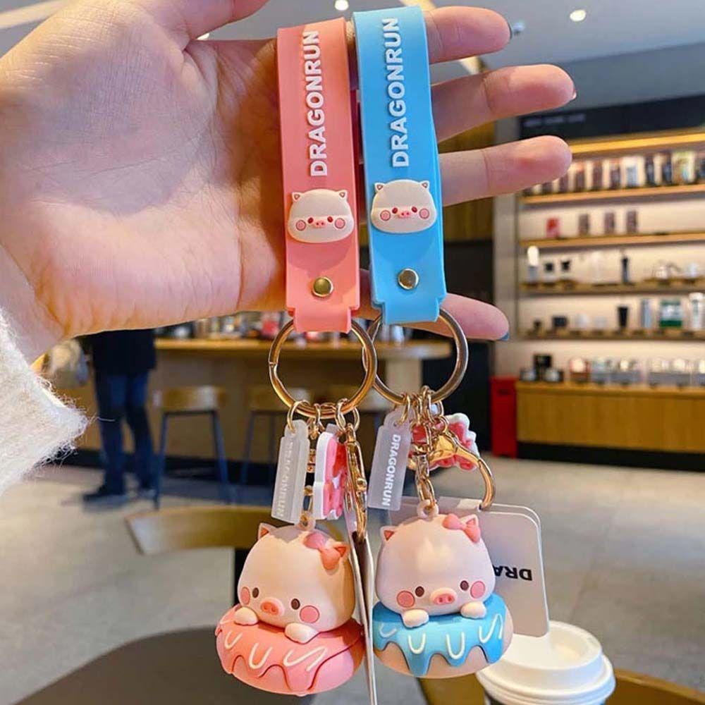 Móc Khóa Hình Bánh Donut / Heo Hoạt Hình Đáng Yêu