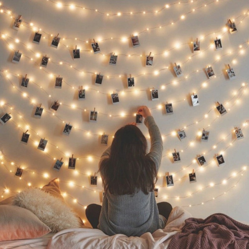 Đèn led trang trí/đèn đom đóm dùng pin 3 chế độ nháy sẵn pin 2m giá rẻ