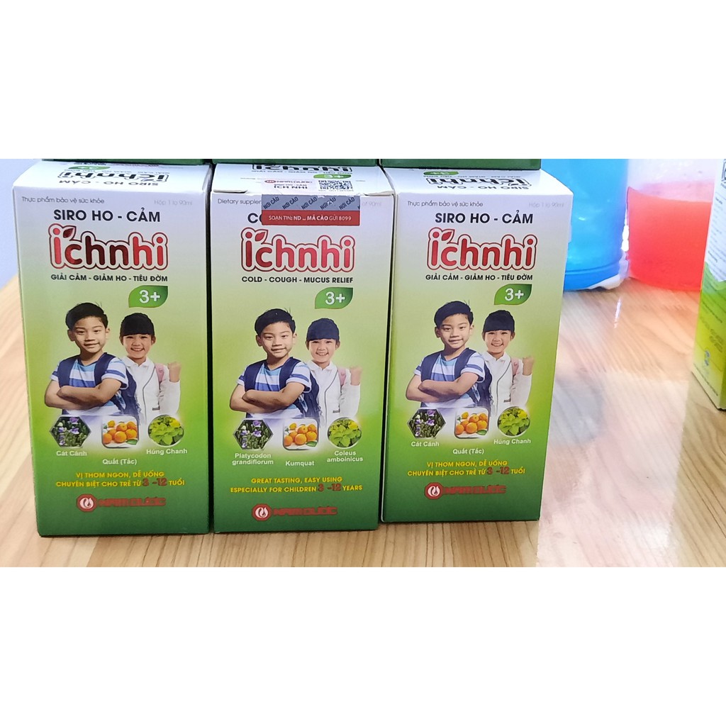 (CHÍNH HÃNG) Siro ho cho bé ích nhi, giúp long đờm, ho do dị ứng, hắt hơi, sổ mũi,cảm, viêm họng chai, 90mml