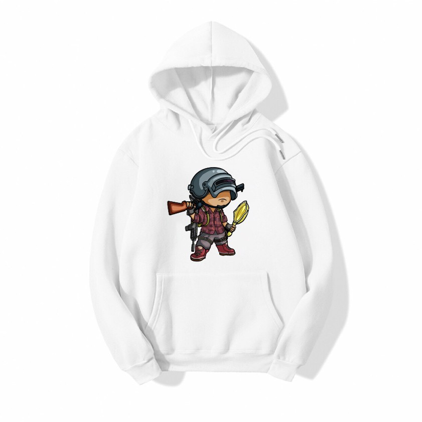 Áo nỉ hoodie thu đông PUBG form suông rộng có mũ unisex,  màu đen cá tính