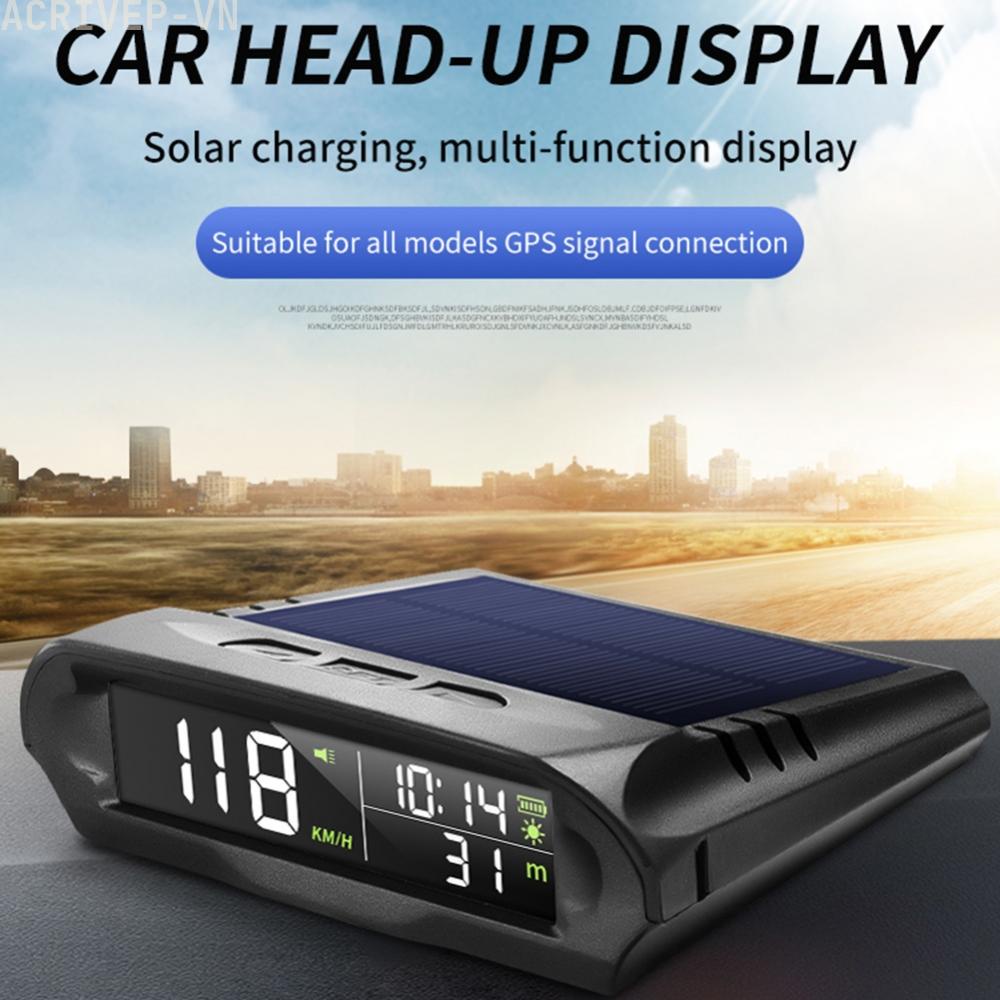 Wireless Car HUD Head Up Display Solar Panel Digital Speedometer Universal GPS