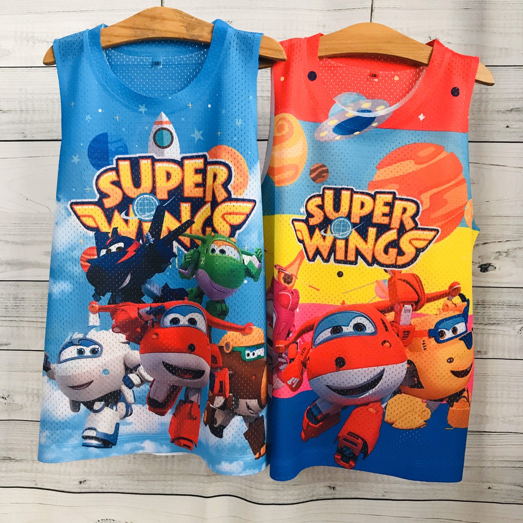 Áo ba lỗ lưới bé trai hình đội bay siêu đẳng- Super Wings