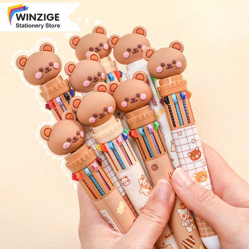 Winzige Cute Colored Ballpen Rollerball Pen Colour Ball Pen 10 in 1 Ballpoint For Transparent Sticky Notes Retractable Pen Student School Office Supplies