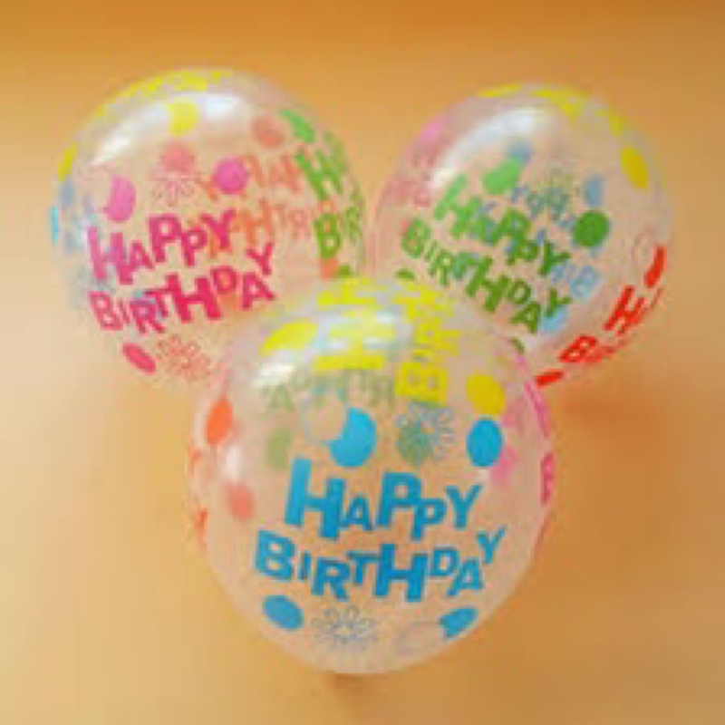 Set 10 bóng trong suốt, màu in chữ HAPPY BIRTHDAY Size 12inch