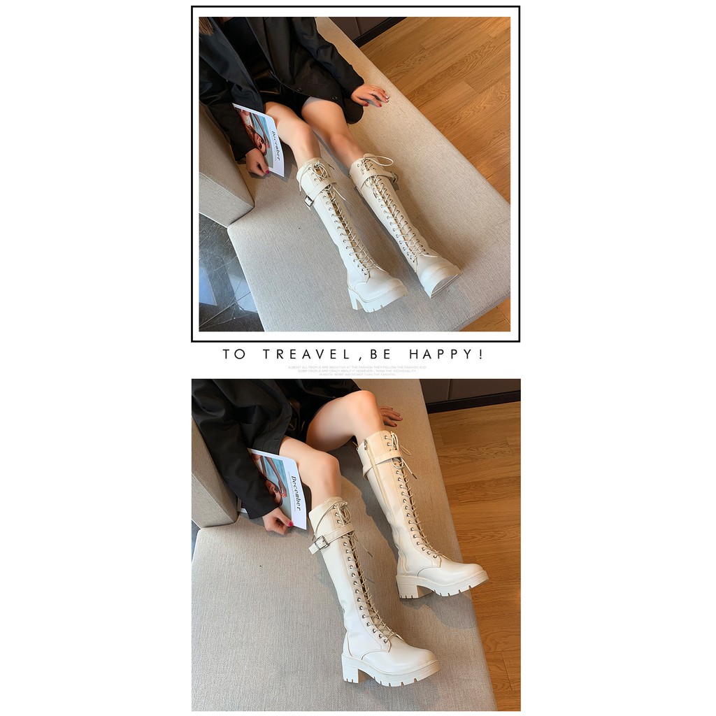 (ẢNH THẬT) BOOTS ĐÙI ĐAI DA BUỘC DÂY ĐẾ 6CM PHONG CÁCH ULZZANG | BigBuy360 - bigbuy360.vn