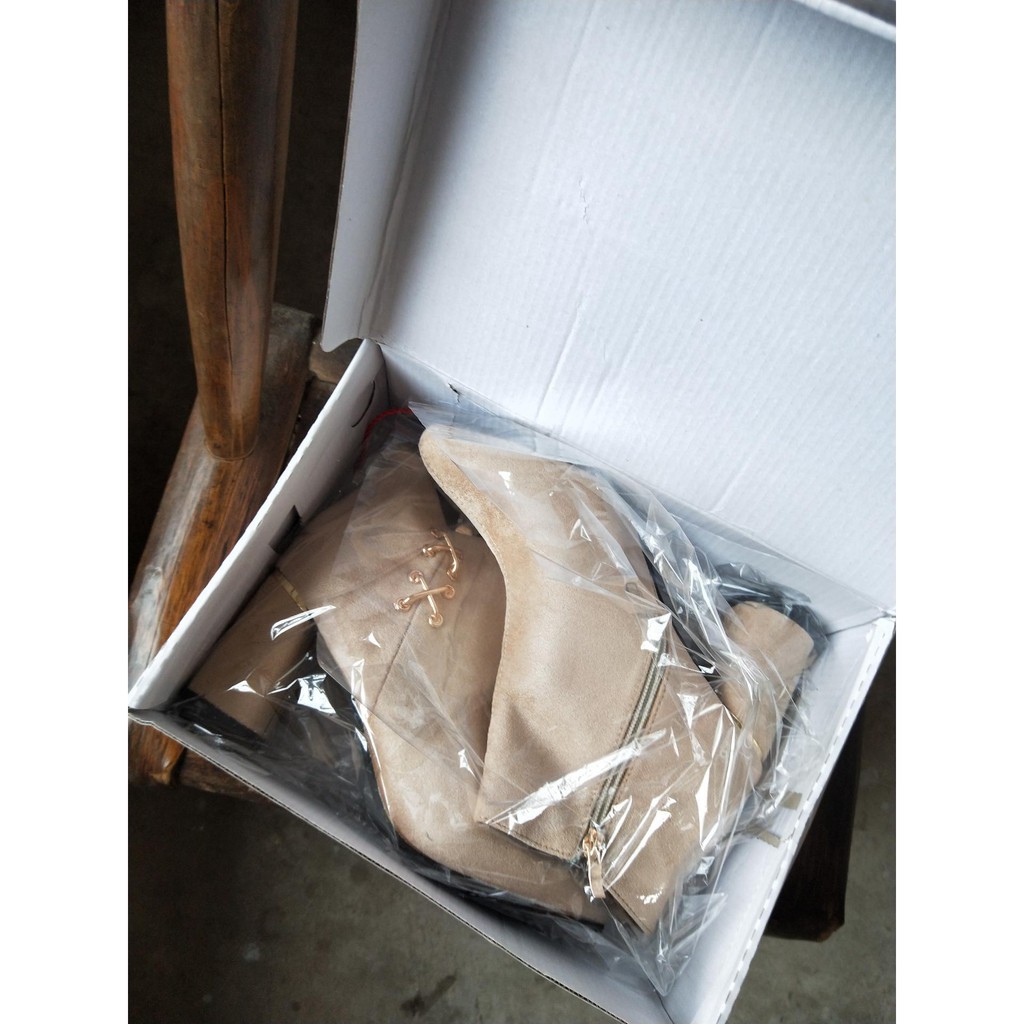 Giày bốt nữ cổ thấp giày boots nữ chất da lộn gót cao 7cm - Xem ảnh thật ở cuối | BigBuy360 - bigbuy360.vn