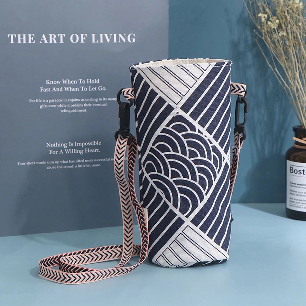 Aaron1 Túi Đeo Chéo Đựng Bình Nước Bằng Vải Cotton Lanh Có Thể Điều Chỉnh Thời Trang Cho Nữ