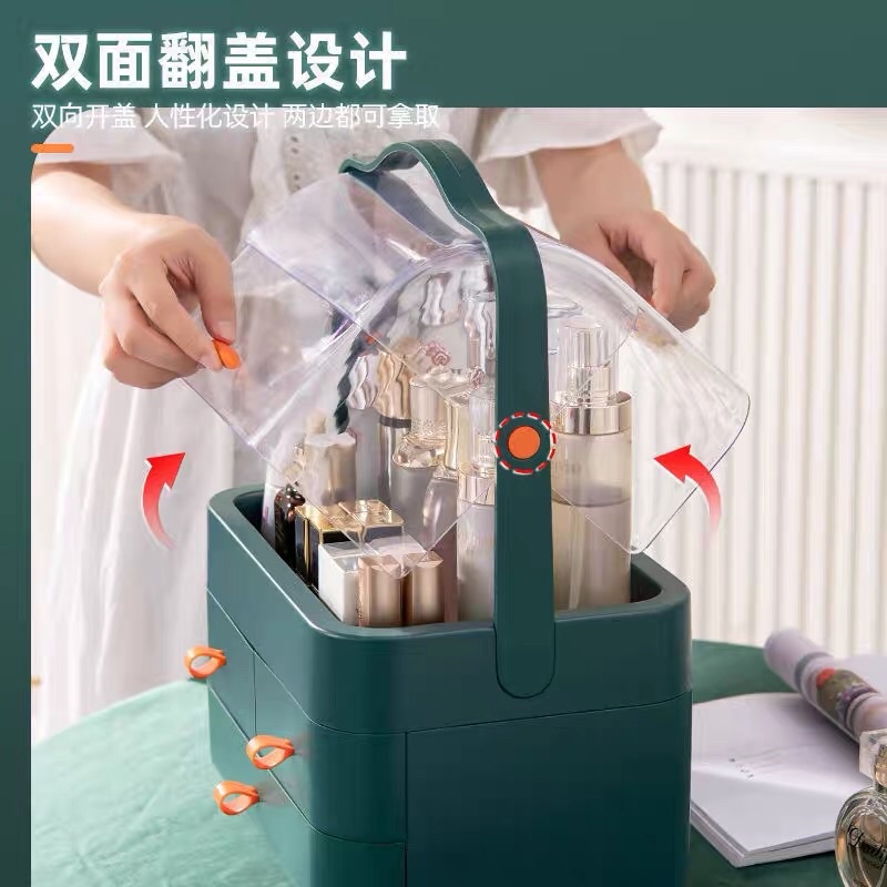 Hộp đựng mỹ phẩm nắp xoay mica chống bụi