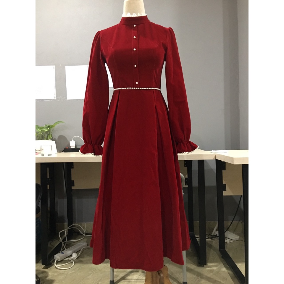 Váy nhung đỏ V1724