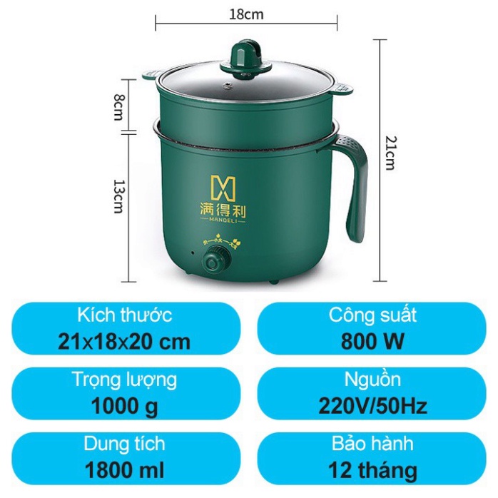 Nồi lẩu mini đa năng 2 tầng ca nấu mì điện hấp hàn quốc Lochi Store