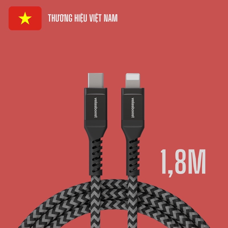 Cáp sạc Velasboost Type C to Super Durable SD 1 chuẩn MFi