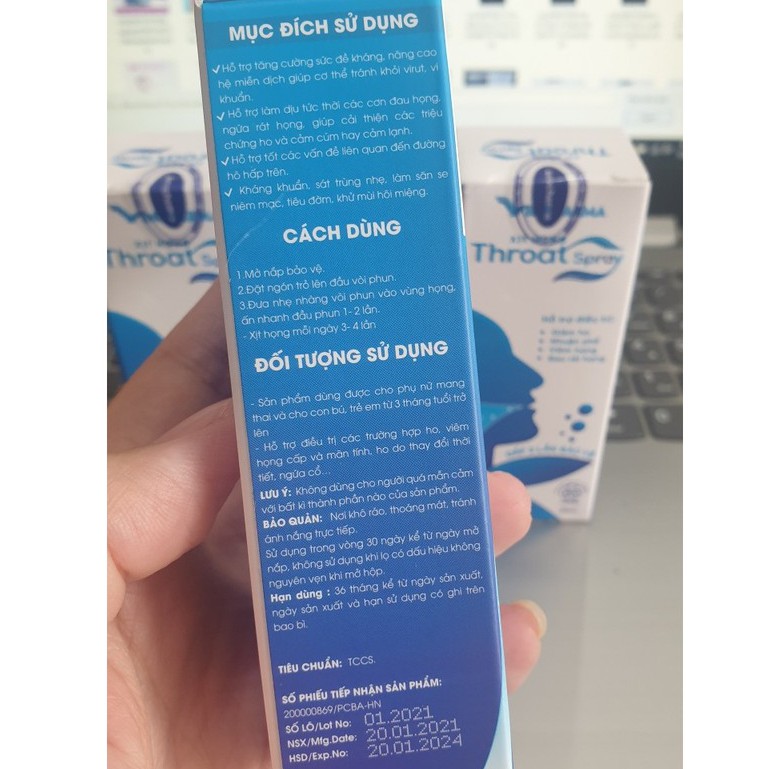 Xịt Họng Keo Ong Xanh Throat Spray Hỗ Trợ Điều Trị Giảm Ho,Nhuận Phế,Viêm Họng,Đau Rát Họng