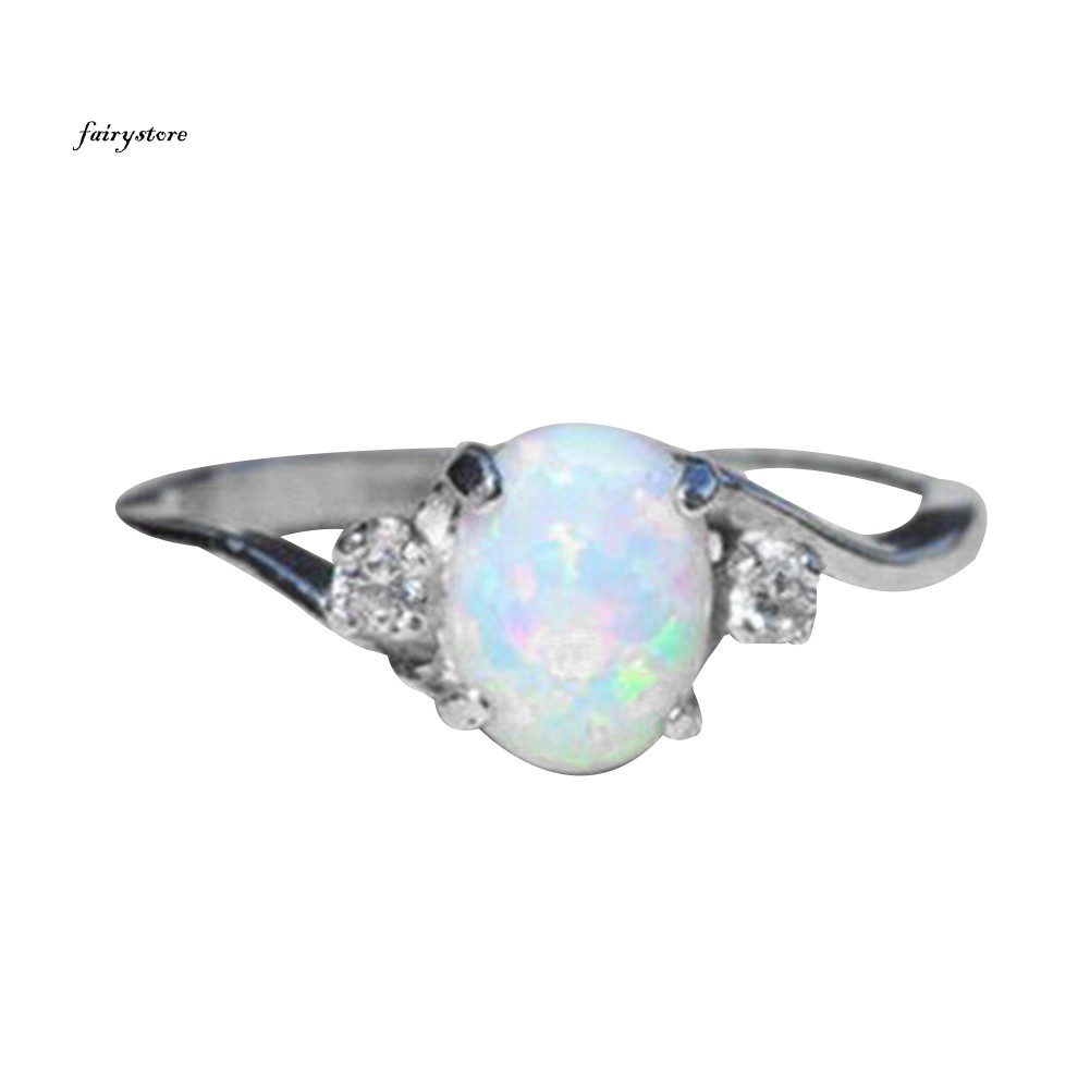 Nhẫn Hợp Kim Đính Đá Opal Nhân Tạo Thời Trang Cho Nữ