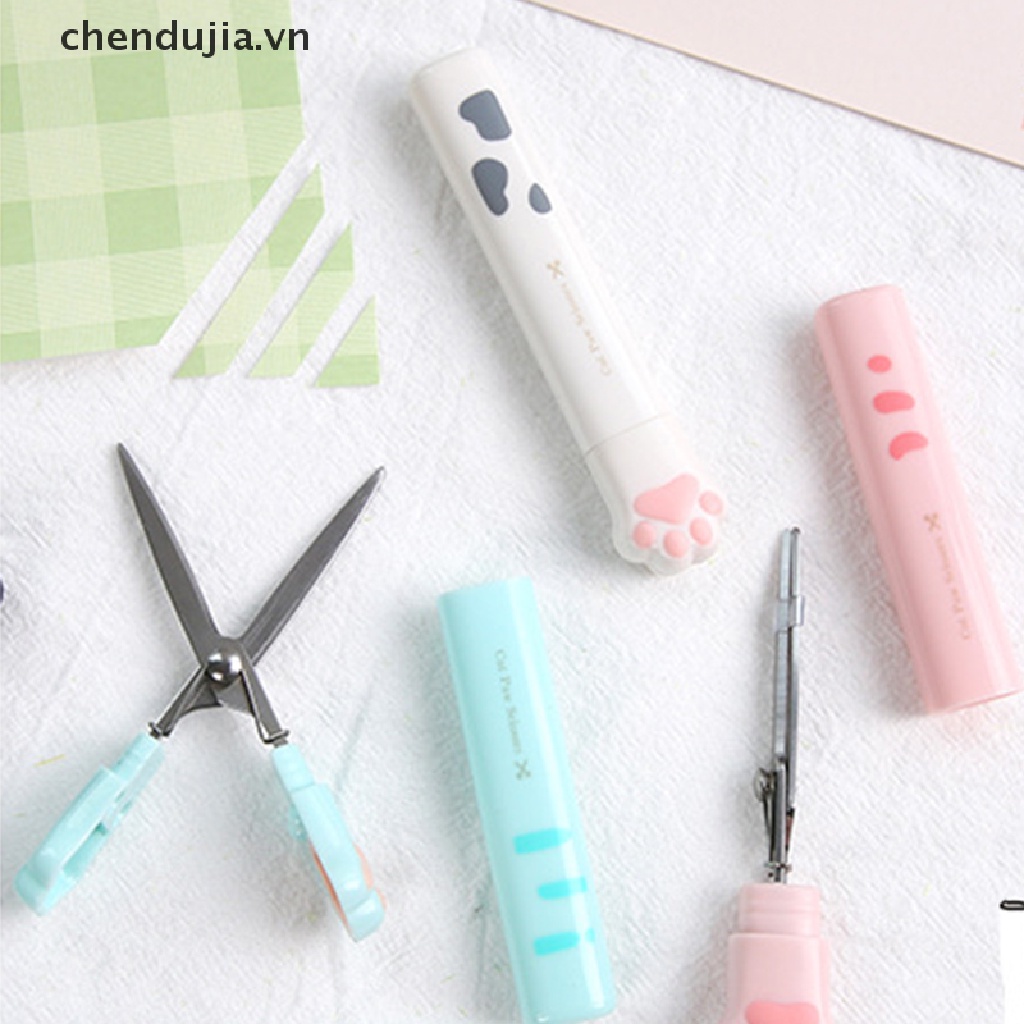 Kéo Cầm Tay Mini Bằng Thép Không Gỉ Hình Bàn Chân Mèo Dễ Thương