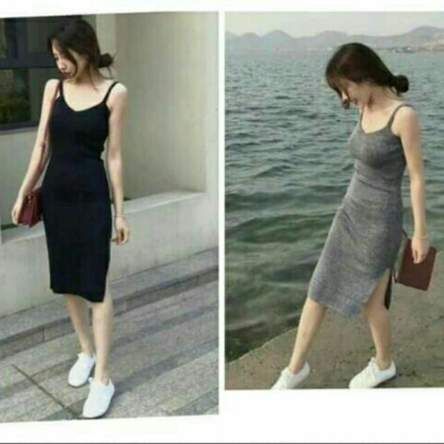 Váy dây ôm body xẻ tà