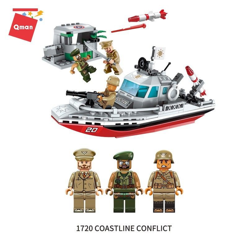 Lego qman 1720 đồ chơi xếp hình, lắp ráp cano quân đội