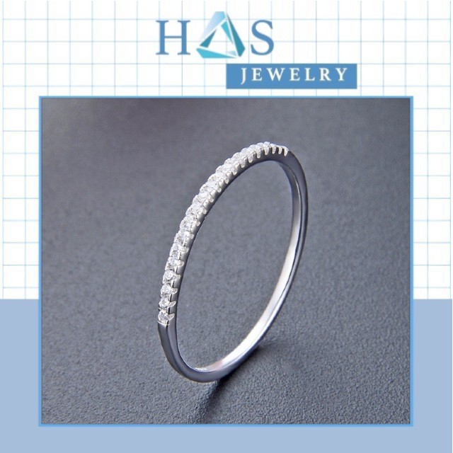 Nhẫn bạc nữ H.A.S nửa hàng hột đá tấm Cz cao cấp - Nhẫn bạc thời trang