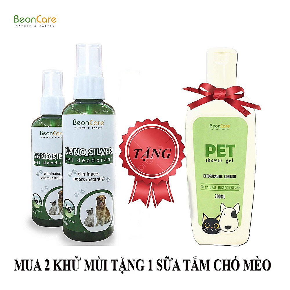 [Hiệu Quả 5S] Khử Mùi Chó Mèo, Xịt Khử Mùi Thú Cưng –BeonCare–Công Nghệ Nano Silver - 100ml. Khử mùi nước tiểu chó mèo