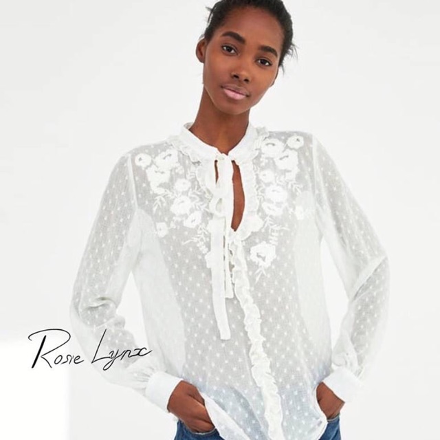 Áo voan bi thêu nổi Zara