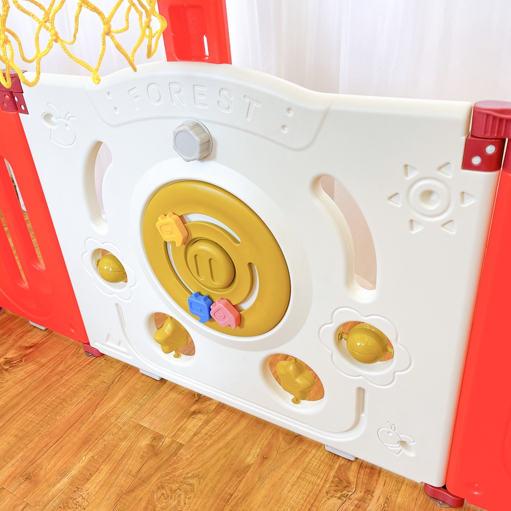 [XẢ KHO - HÀNG MỚI] Bộ quây cũi nhựa cao cấp an toàn cho bé hình khủng long 9BABY màu đỏ