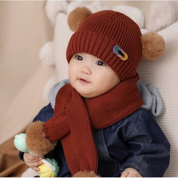 Set mũ kèm khăn len cho bé trai bé gái (từ 1-5 tuổi) VEMZKIDS