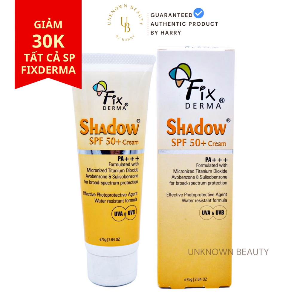 [Chính Hãng] Kem chống nắng Fixderma Shadow Gel SPF 30+, Cream SPF 50+ | Unknown Beauty