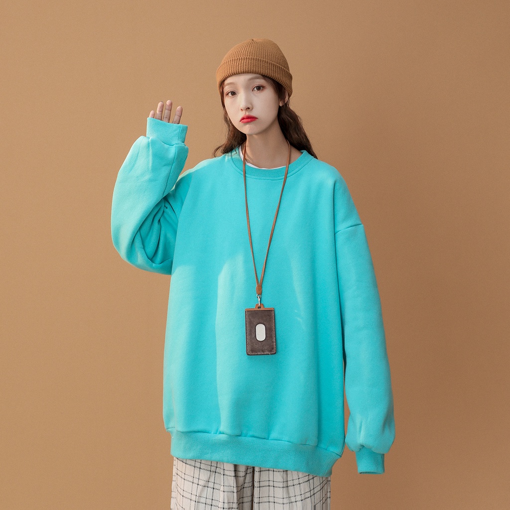 Áo Sweater IFNICEFUTURE S-3XL Tay Dài Cổ Tròn Dáng Rộng Màu Trơn Hợp Thời Trang Dễ Phối Đồ Thường Ngày