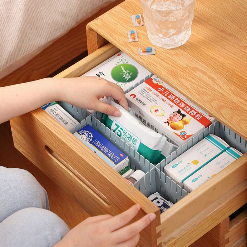 Vách chia ngăn kéo tủ thông minh bằng nhựa, thanh chia ngăn tủ, bộ 4 thanh 88303