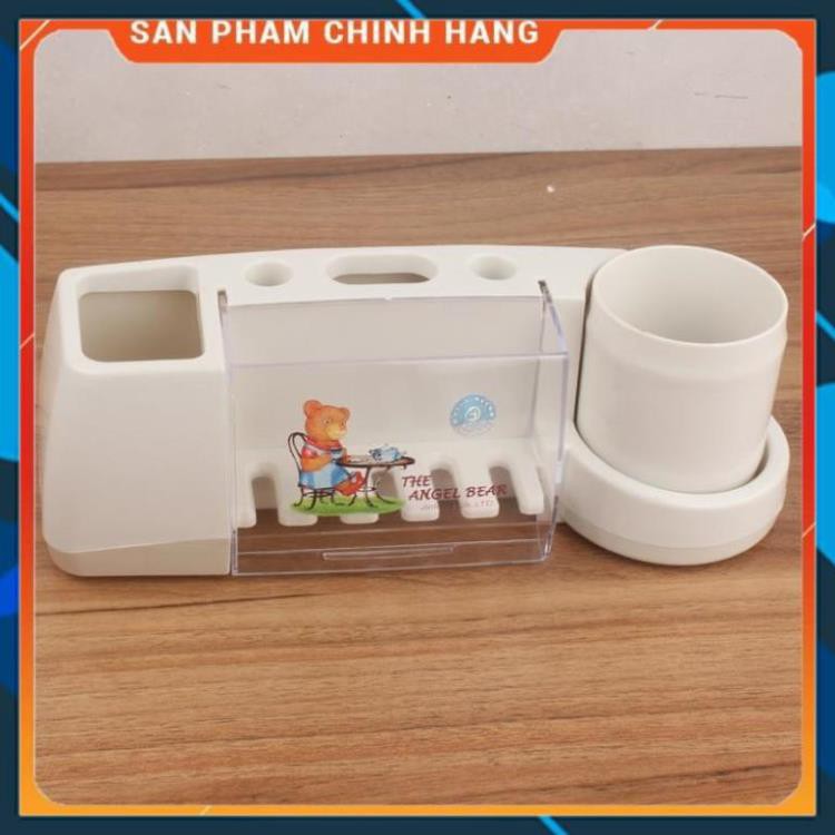 CHÍNH HÃNG -  Khay để bàn chải và kem đánh răng nhựa trắng A2155,Giá để bàn chải đánh răng hút chân không