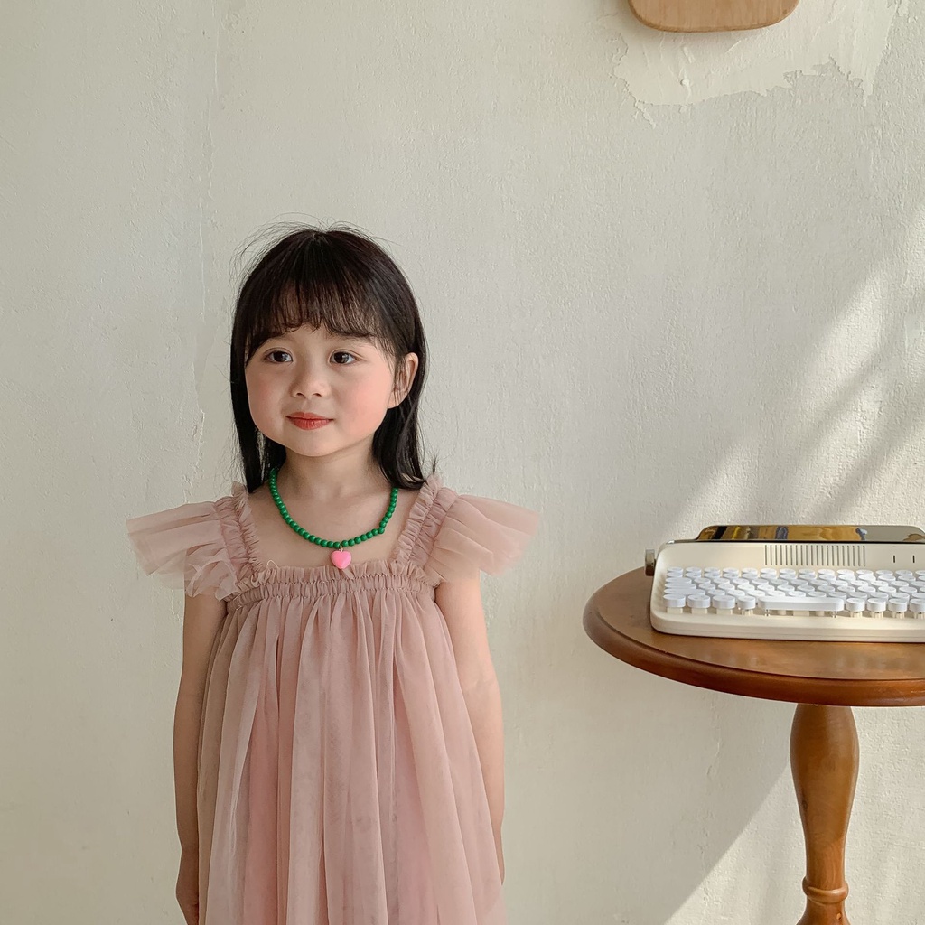Đầm Công Chúa Hai Dây Phối Lưới Màu Sắc Kẹo Ngọt Thời Trang Mùa Hè Cho Bé Gái 2345