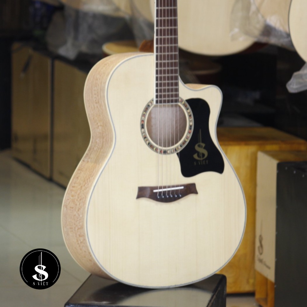 Đàn guitar acoustic gỗ thịt có ty có EQ, Top 3 mẫu đàn guitar tầm giá 2 triệu tốt nhất mã ES chính hãng S Việt