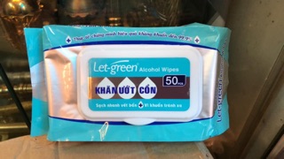 KHĂN ƯỚT CỒN Let-green 50 miếng Diệt khuẩn 99,9%