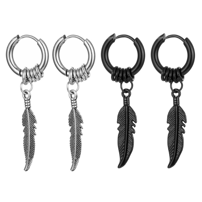 Bông Tai Hình Chiếc Lá Bằng Thép Không Gỉ Phong Cách Cổ Điển